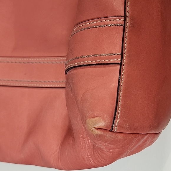 Coach Coral Leather Tote with Gold Accents - Picture 10 of 16